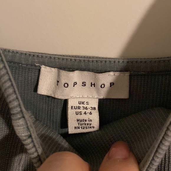 Grey topshop bodysuit with silver buckle accents size 4-6 - Picture 6 of 7